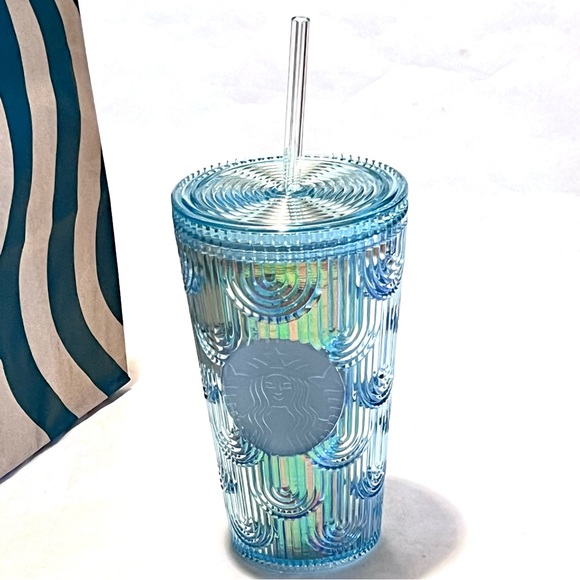 Starbucks Iridescent Mermaid Scale Cold Cup Tumbler with Straw 24oz Blue - Picture 13 of 13